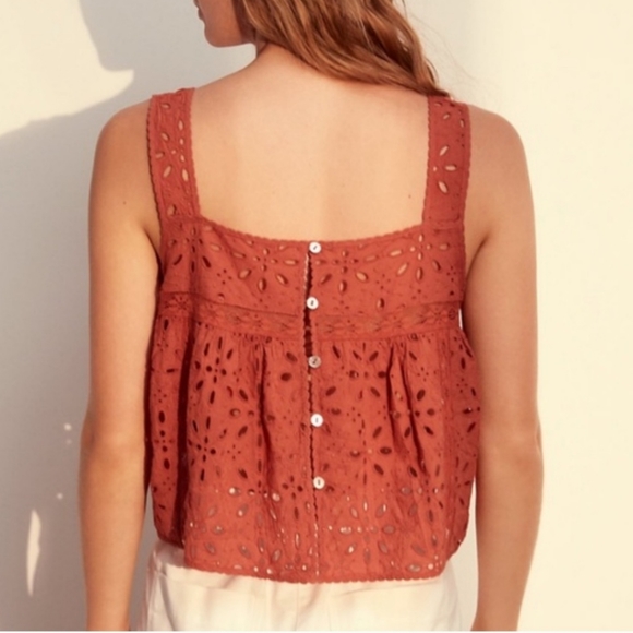 "La Boheme" by Wilfred, rusty orange eyelet tank, size small. - Picture 3 of 10
